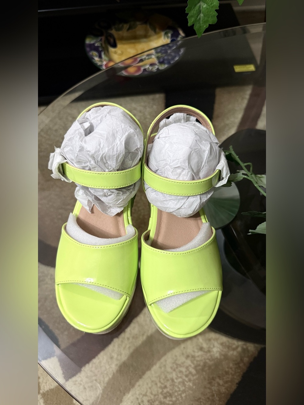 Dirty Laundry Neon Lime Patent Open-Toe Ankle-Strap Sandals